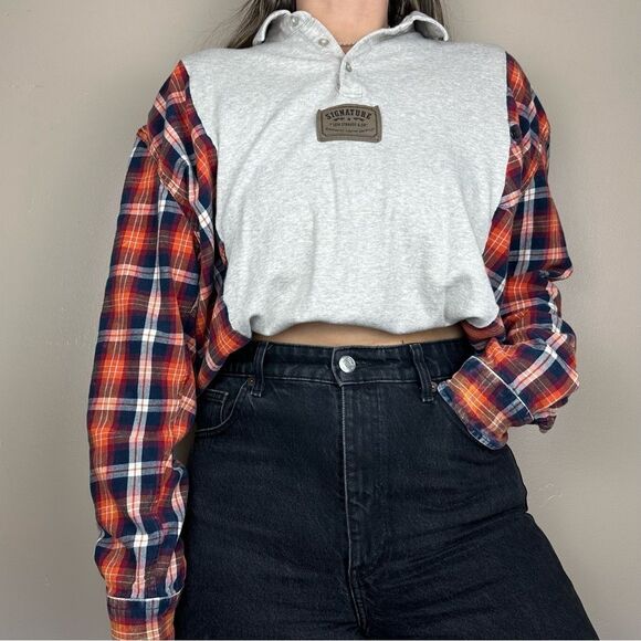 Levi’s Reworked Relaxed Fit Country Fall Flannel Long Sleeve Baggy Shirt Top - Picture 4 of 7